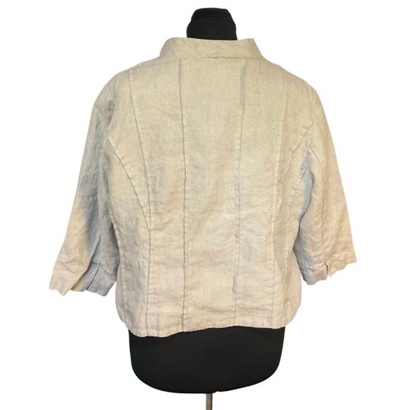 Eileen Fisher Tan Linen Boxy Pleated Front Jacket Size 18W - Picture 3 of 9